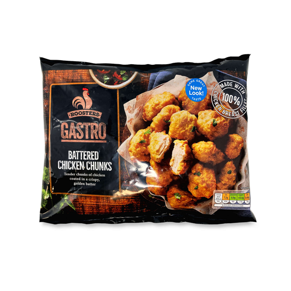 Roosters Gastro Battered Chicken Chunks 350g